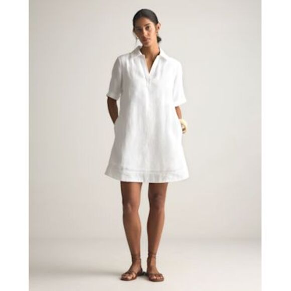 Quince Dresses & Skirts - Quince Women 100% European Linen Popover Mini Dress White Basic Sleeved M